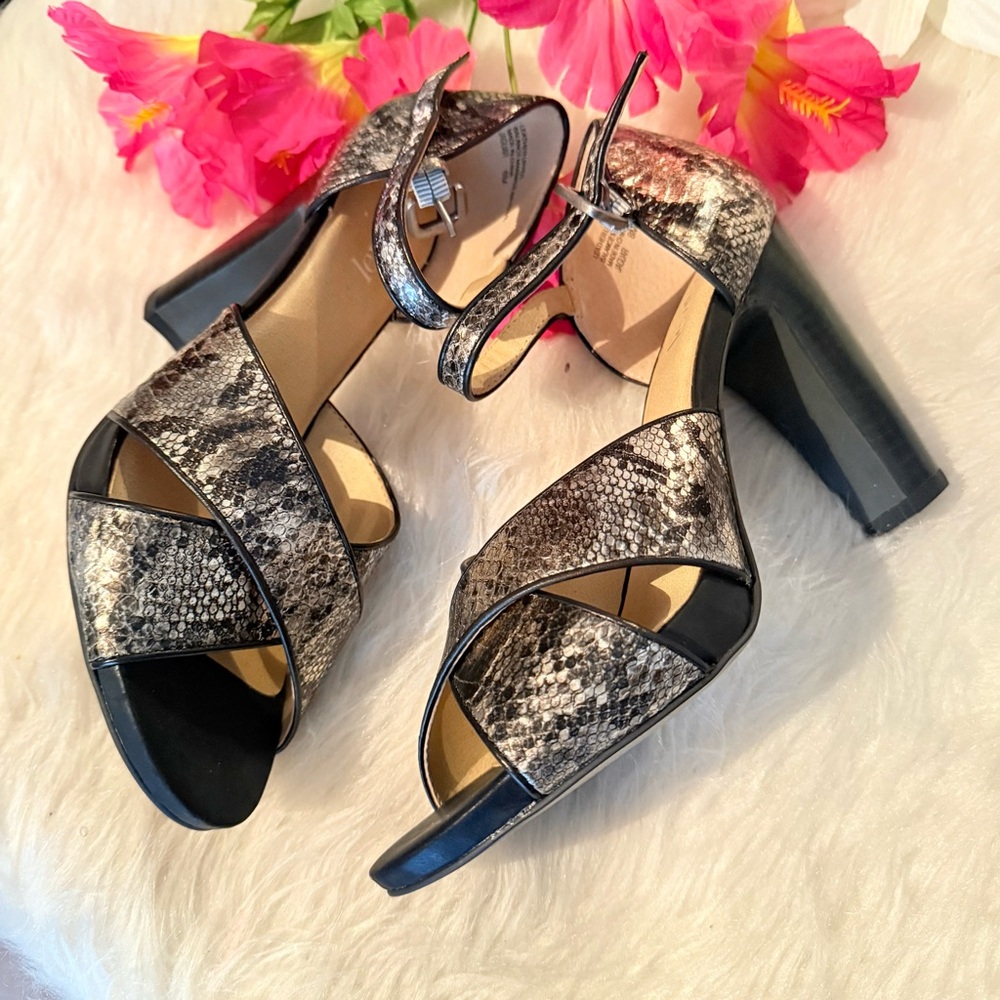 Levity Black and Gray Snakeskin Heels - Picture 14 of 16